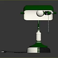 Green Table Lamp Lighting Combination with Adjustable Arm and Metal Base