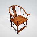 Traditional Wooden Single Chair with Curved Backrest and Intricate Carving Design