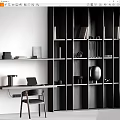 Nordic Bookshelf Integrated Desk Bookshelf Decorative Rack 3d model