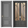 Modern Hinged Doors Design With Gray White Gold Accents And Glass Panels
