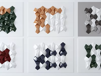 Modern 3D Geometric Wall Decor with Various Colors for Home Interior 3d model