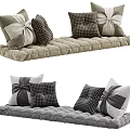 Decorative Home Cushions With Bow Details And Square Seat Pads In Gray Beige