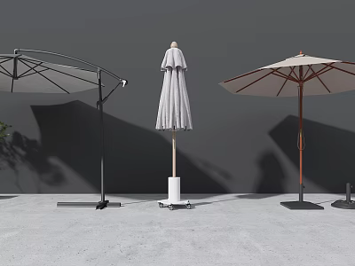 Stylish Outdoor Sunshades With Various Designs And Stable Stands For Garden 3d model