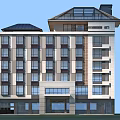 Modern Multi Storey Residential Building With Multiple Windows And Brick Glass Facade 3d model