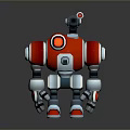 Red and White Mechanical Dog Robot Game Movie Character With Jointed Limbs And Sensor Eyes