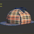 Orange Plaid Hat with Black Bow Flat Brim Soft Fabric Vintage Fashion Design