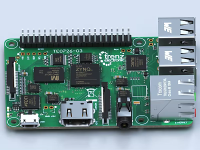 Advanced Industrial Electronic Circuit Board With Integrated Chips USB Ports And Components 3d model