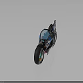 Racing Motorcycle With Blue Black Aerodynamic Body 26 2S Numbers And Golden Wheels