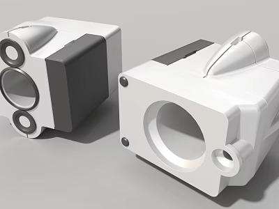 Industrial Equipment Components With White And Black Parts And Circular Openings 3d model