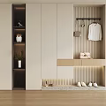 Modern Minimalist Shoe Cabinet Interior Design With Hanger Hanging Shirt And Storage Drawers