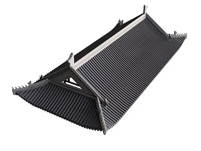 Traditional Chinese Style Ceiling Design With Tile Roof And Eaves 3d model