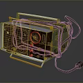 With display computer display LCD monitor computer monitor fish screen curved screen 4 screens 3d model