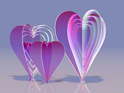 Heart Shaped Purple Pink Gradient Transparent Decorative Sculptures Check in Photo Spot 3d model