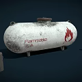 Industrial Equipment Flammable Storage Tank With Cylindrical Metal Body And Flame Symbol