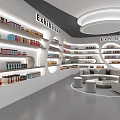 Modern Luxury Cosmetics Store With White Curved Shelves Round Display Stand And White Sofa