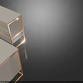 Modern Console Cabinet And Side Cabinet With Golden Metal Frame And White Storage Drawers