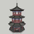 Qing style three-story octagonal pavilion ancient building pavilion waterside pavilion viewing pavilion 3d model