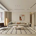 Modern Cream Style Cozy Living And Dining Room With Soft Furnishings And Large Window Views