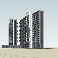 Modern High Rise Residential Building Complex With Symmetrical Design And Surrounding Road Layout 3d model