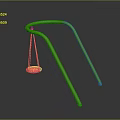 Green Metal Frame Hanging Chair With Circular Seat For Outdoor Patio Use