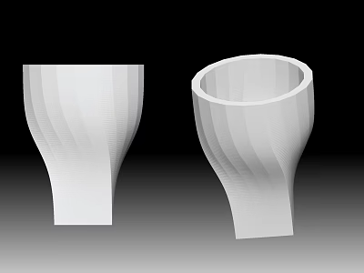Modern White Ceramic Vessels With Wave Pattern Design Two Pieces 3d model