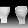 Modern White Ceramic Vessels With Wave Pattern Design Two Pieces 3d model