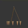 Golden Chandelier With Ornate Top Chain Suspension And Multiple Candle Holders