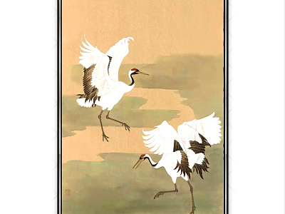 New Chinese Animal Painting White Crane Wings Spreadgate Hanging Painting model