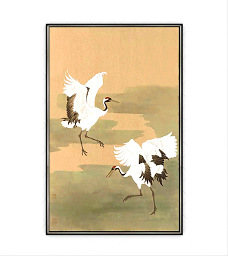 New Chinese Animal Painting White Crane Wings Spreadgate Hanging Painting 3d model