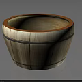Rustic Wooden Barrel With Red Rim And Black Hoops Design Detail