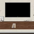 Modern Wooden TV Stand With TV Vase Photo Frame Lamp And Books