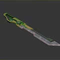 Decorative Shiny Sword With Golden Hilt White Accents And Blue Metallic Blade Design