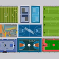 Various Sports Court Design Layouts With Football Basketball And Other Fields