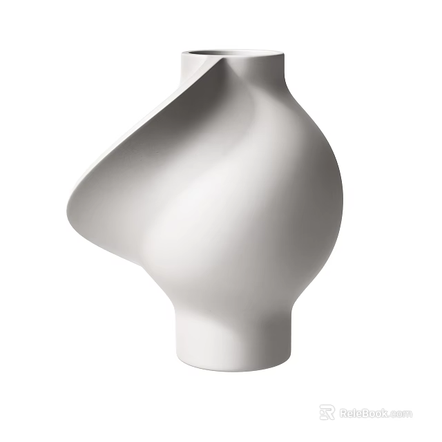 White Ceramic Vase Featuring Modern Design And Unique Smooth Curves 3d model 