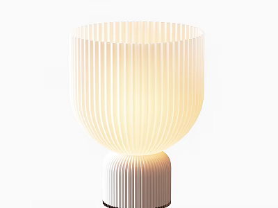 White Pleated Lampshade Table Lamp With Illuminated Base And Modern Design 3d model