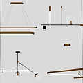 Modern Pendant Lights With Circular Rings And Linear Metal Frame Structures 3d model