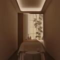 Beauty Salon Spa Treatment Room With Massage Table Bamboo Decor And Essential Oils