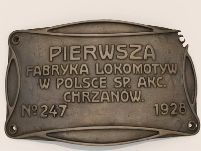 Historical First Polish Locomotive Factory Chrzanów 1928 Plaque Number 247 3d model