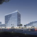 Aerial View Planning of Modern Urban District with High Rise Buildings and Green Areas