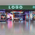 Vibrant Arcade Amusement Area With Neon Lights Gaming Machines Graffiti Signage And Shiny Floor