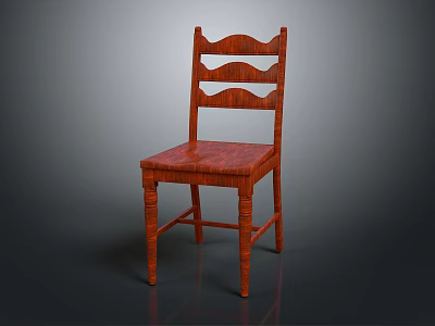 Wooden Leisure Chair Featuring Wave Shaped Backrest And Traditional Design For Home Decor 3d model