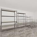 Metal Display Shelves With Various Designs Multi Tier Structure And Mobile Storage Racks 3d model