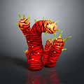 Red Worm Like Creature With Yellow Spots And Green Spikes 3D Render 3d model