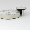 Modern Irregular Coffee Table With Marble Surface And Round Small Table Light Base Black Edge 3d model