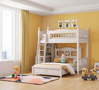 Modern Bed-Up and Down Children's Solid Wood Bed 3d model