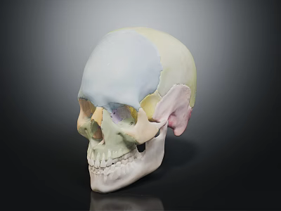 Anatomical Skull Model With Colored Sections For Medical Education And Study 3d model