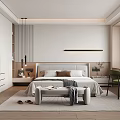 Modern Bedroom Interior Design With White Wardrobes Headboard Bed Small Table And Green Chair