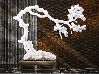 New Chinese Sculpture Crystal Pine Tree Ornaments 3d model