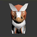 Low Poly Style Game Movie Character Orange White Squirrel With Big Tail And Ears