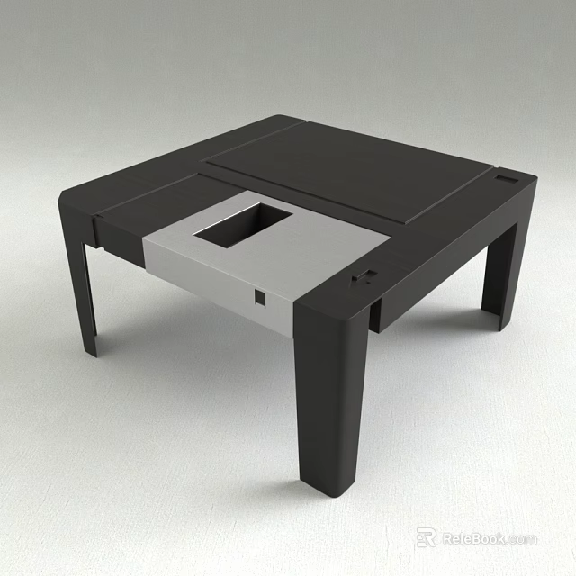 Modern Square Coffee Table In Black And Silver With Sleek Minimalist Design 3d model 